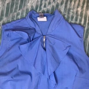 Light corduroy blue ruffled dress top